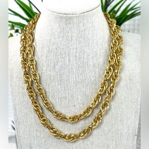 Textured Link Gold Necklace 3-in-1